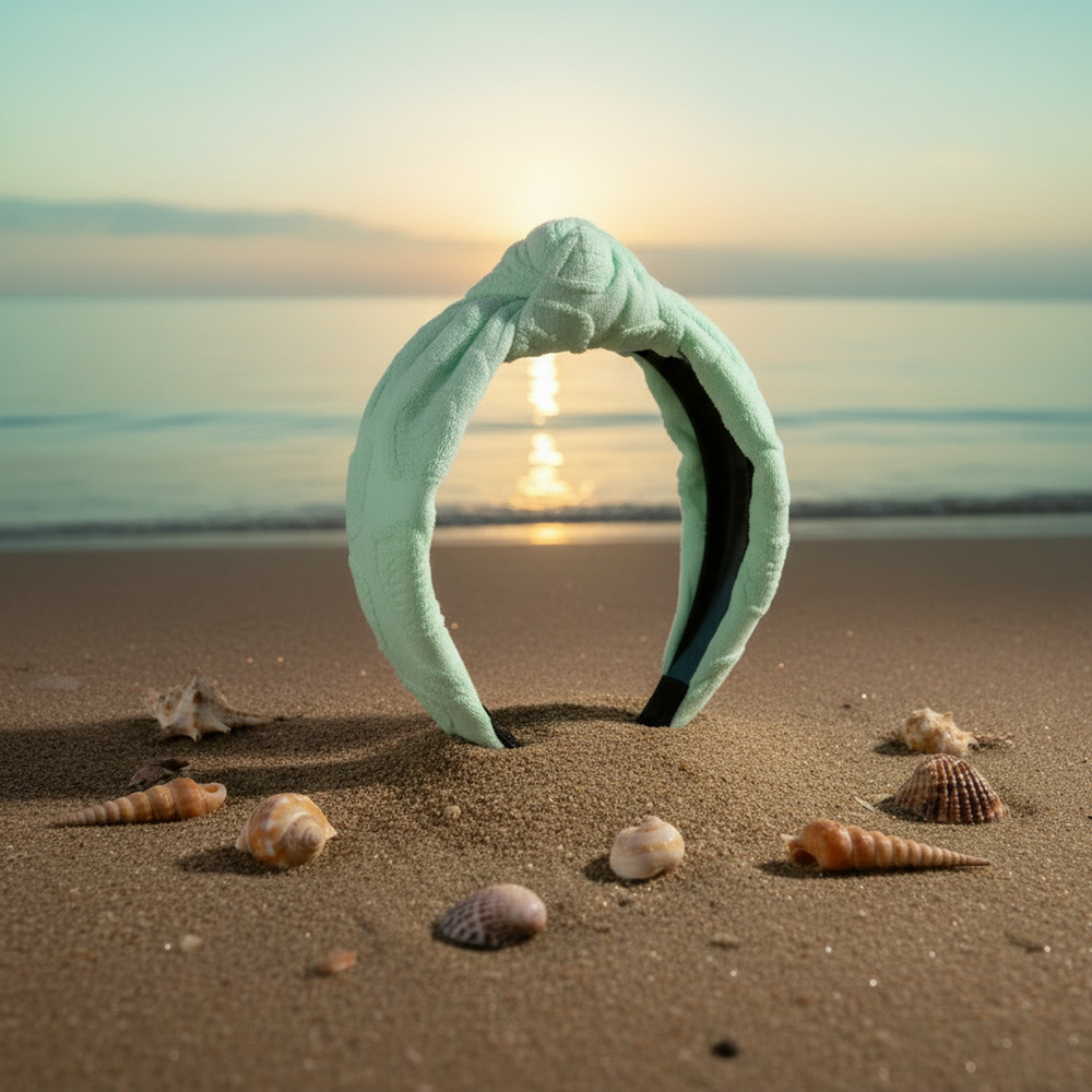 The Sea Mint Seashell Terry Cloth Headband